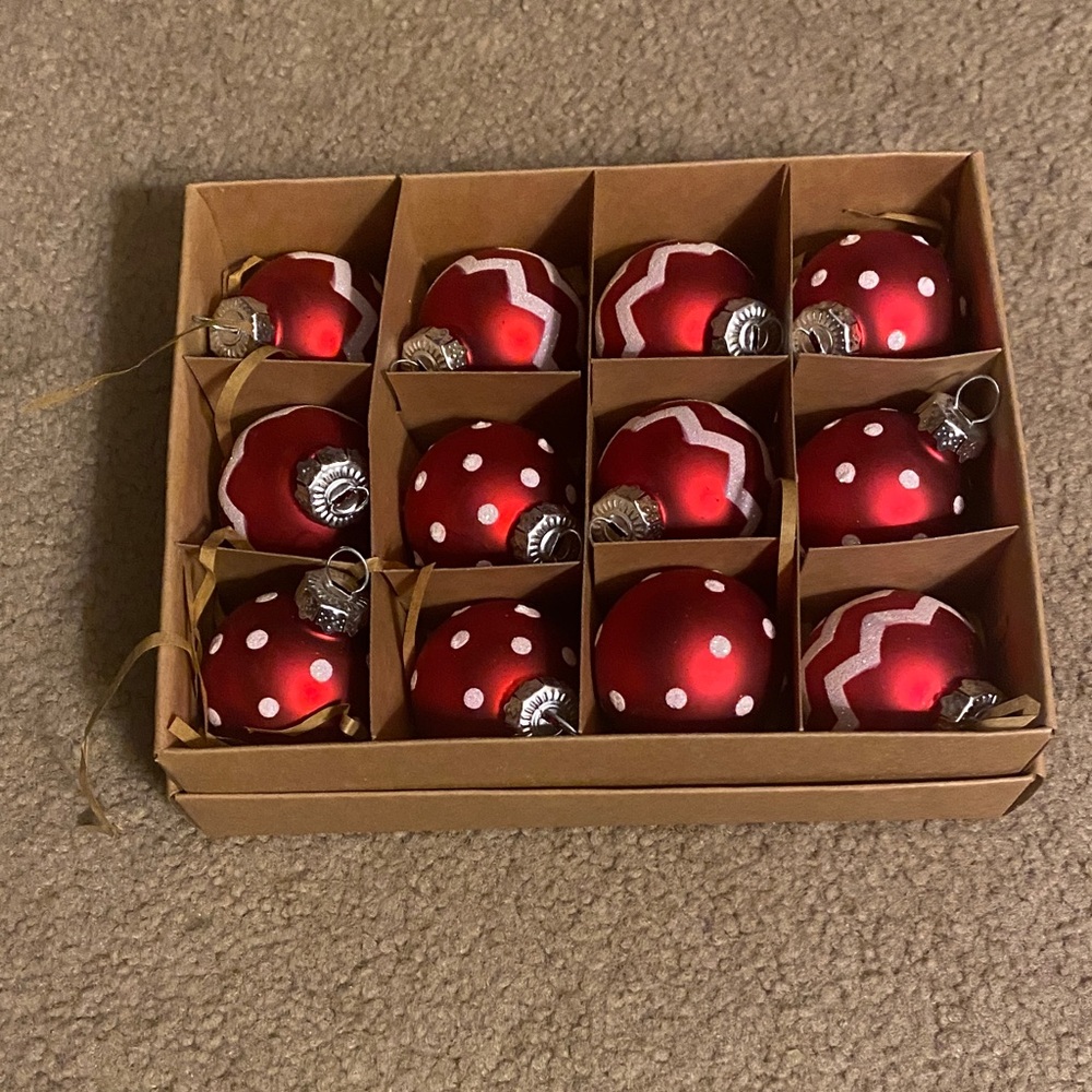 Red and White Holiday Ornament Set